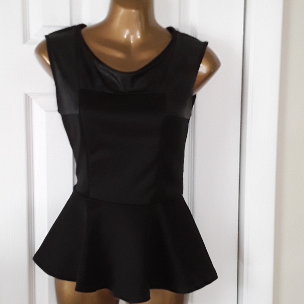 Charlotte Russe Stretchy Black Peplum Top M